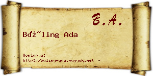 Báling Ada névjegykártya